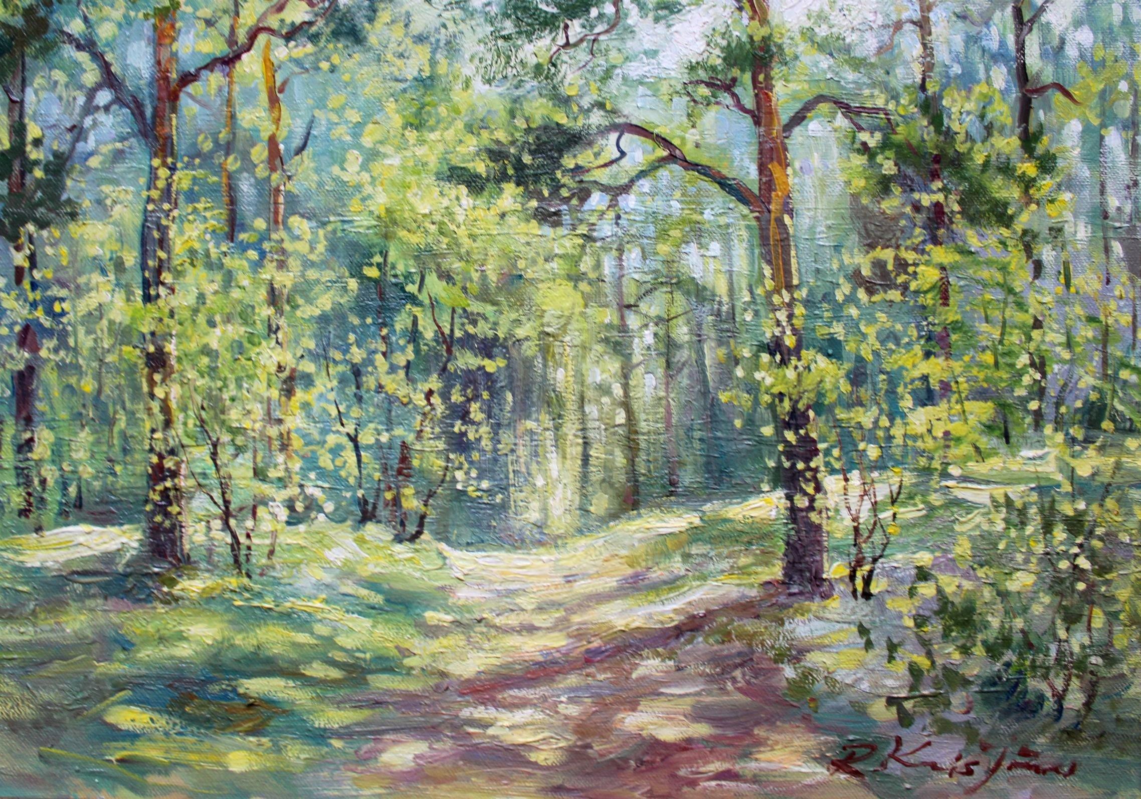 En el bosque - Painting Realista de Rolands Krisjans