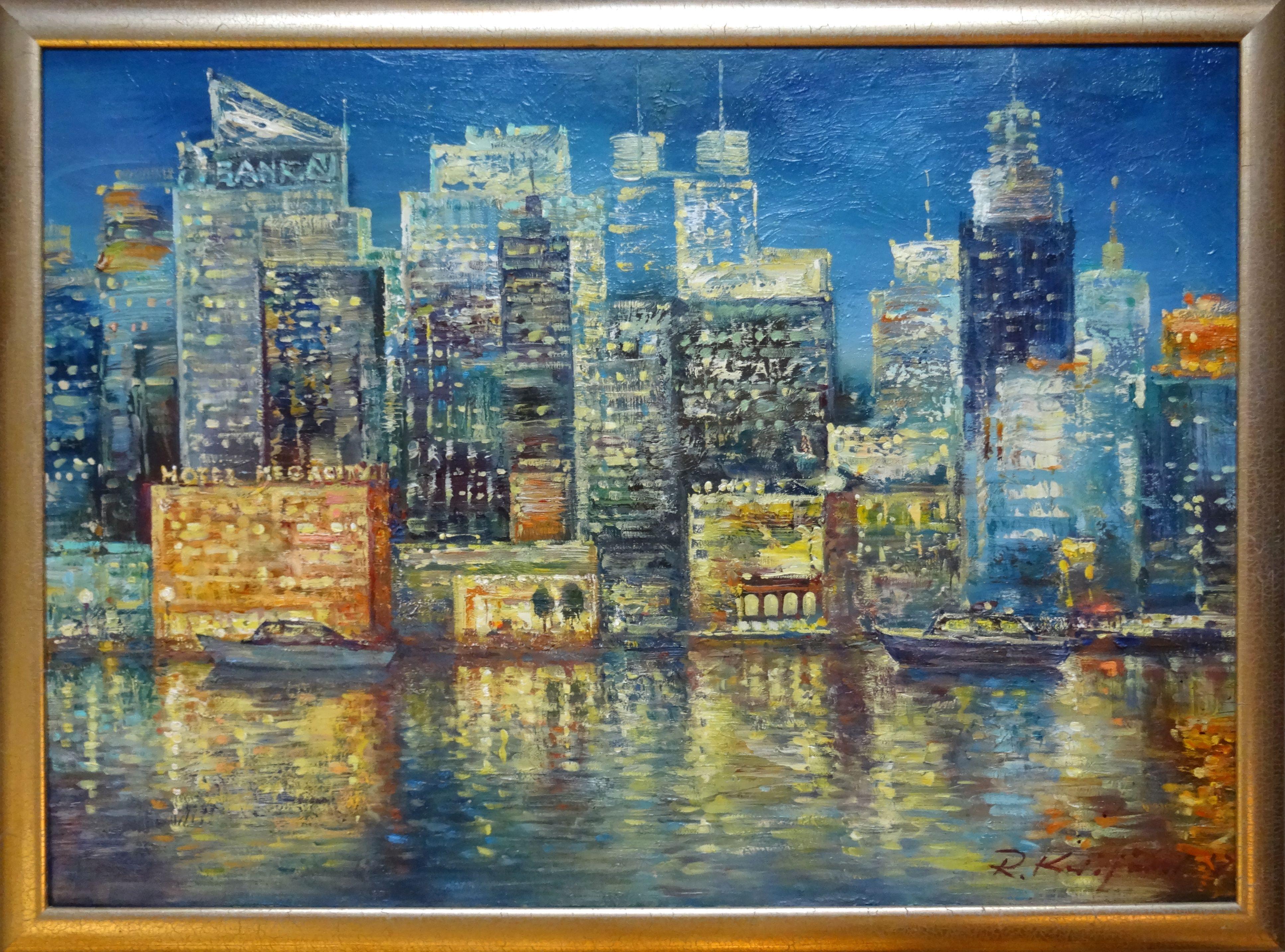 Nueva York. Lienzo, óleo, 70x97 cm - Painting de Rolands Krisjans