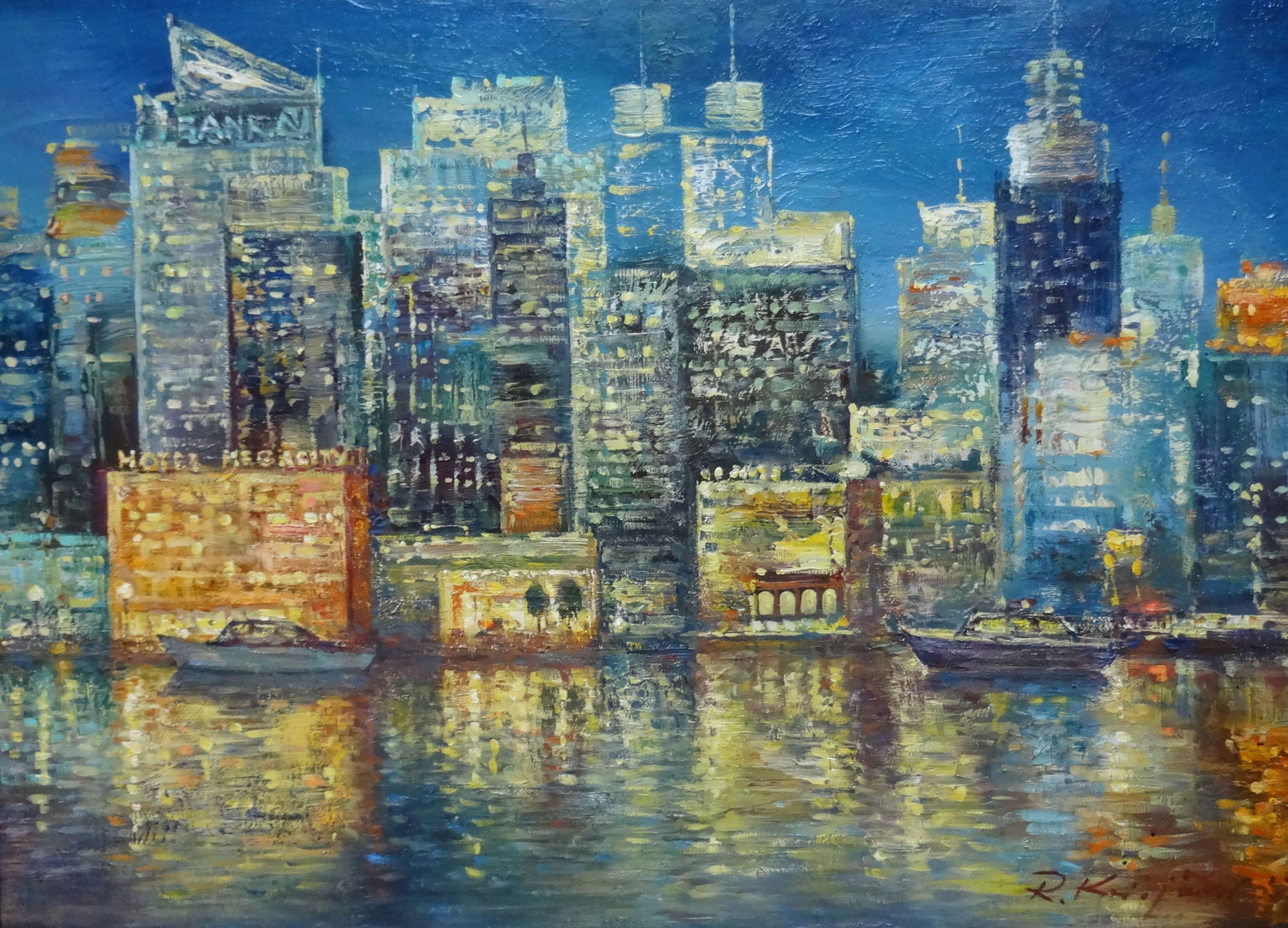 Rolands Krisjans Landscape Painting - New York. Canvas, oil, 70x97 cm