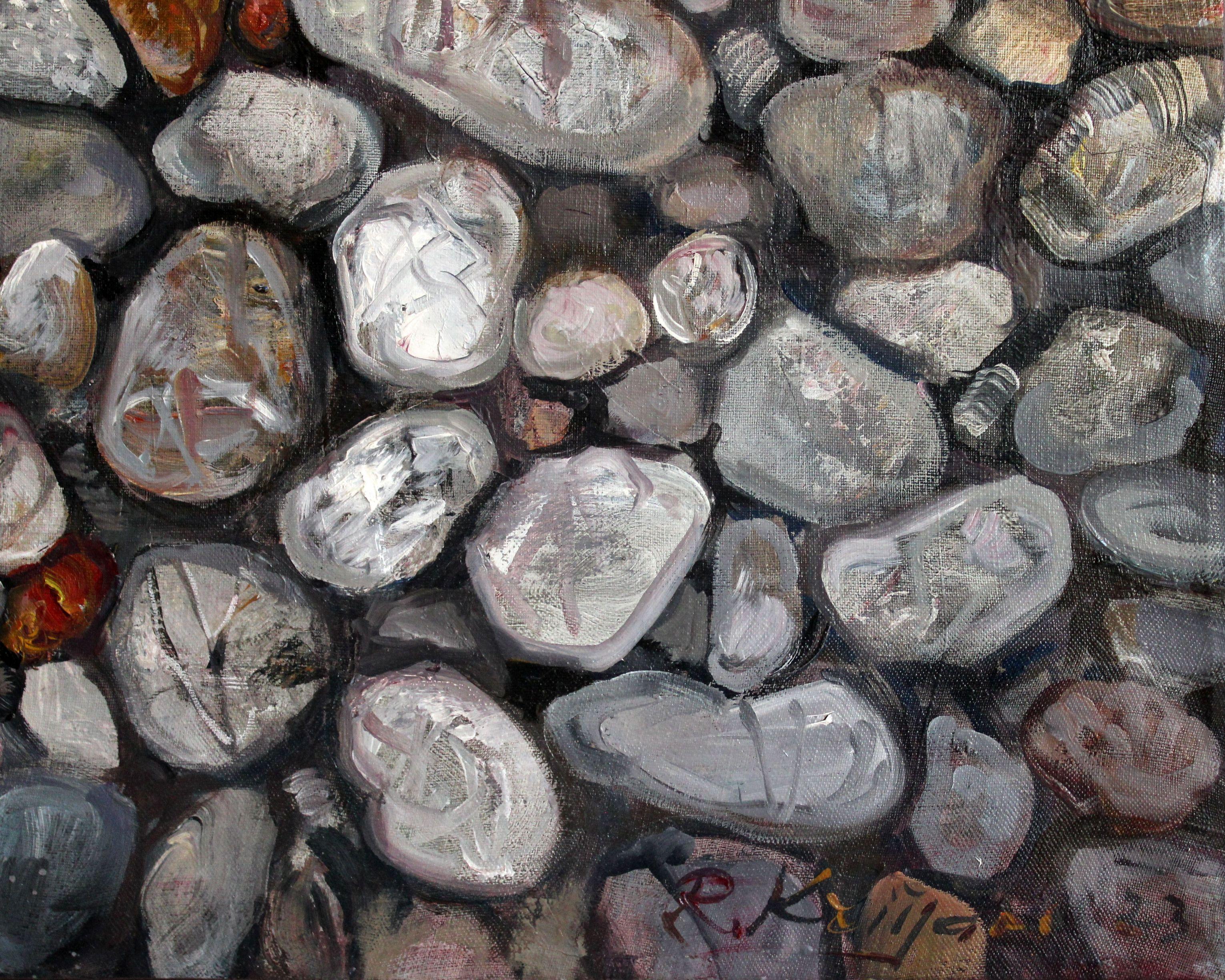 Rocks. 2023, canvas, oil, 75x90 cm - Painting by Rolands Krisjans