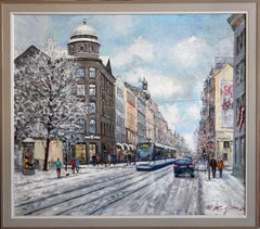 L'inverno in città. Olio su tela, 73,5x85 cm