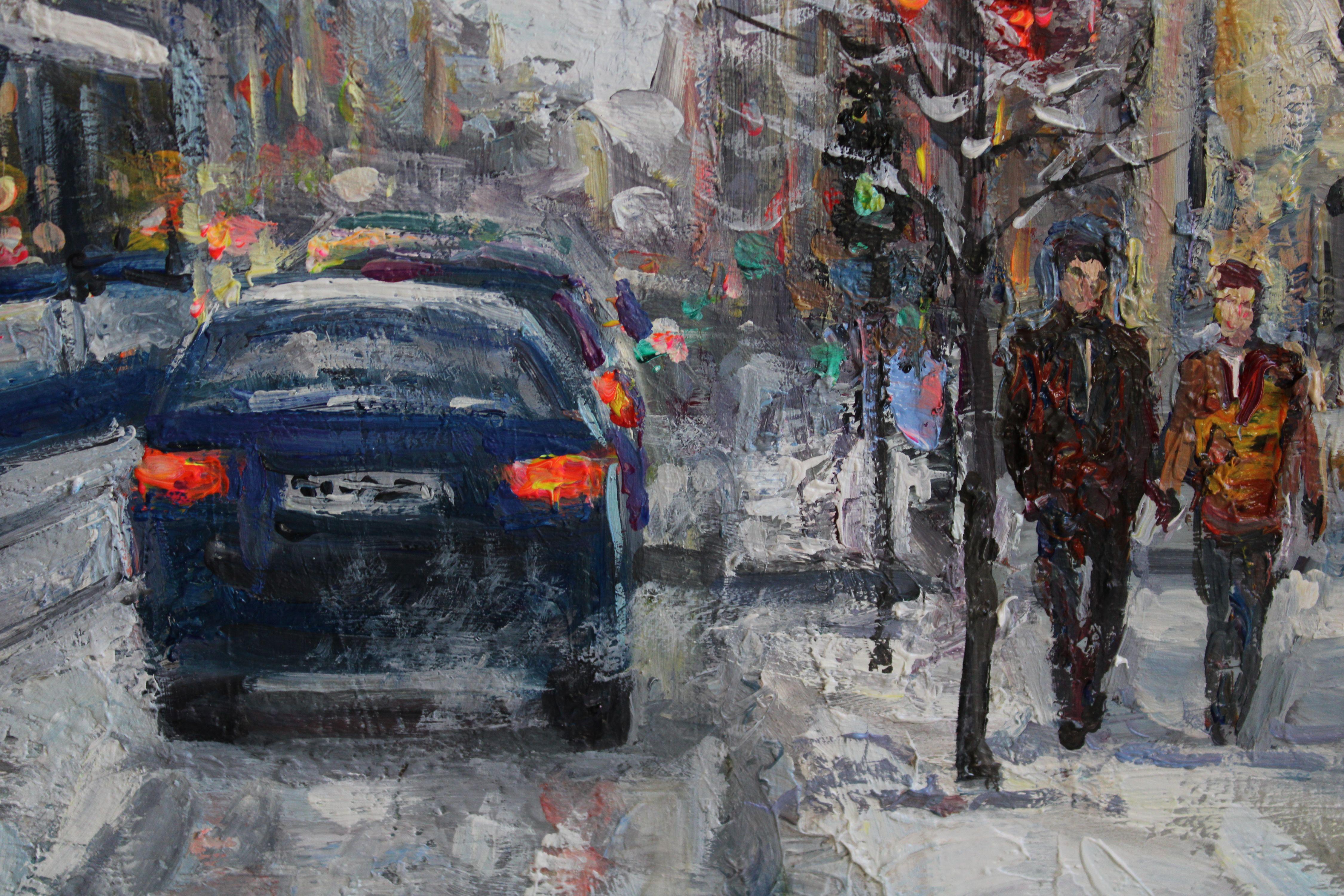 Winter in the city. Oil on canvas, 73.5x85 cm For Sale 2
