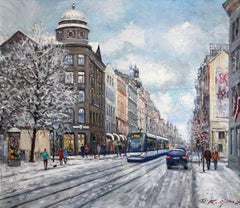Winter in the city Huile sur toile, 73,5 x85 cm