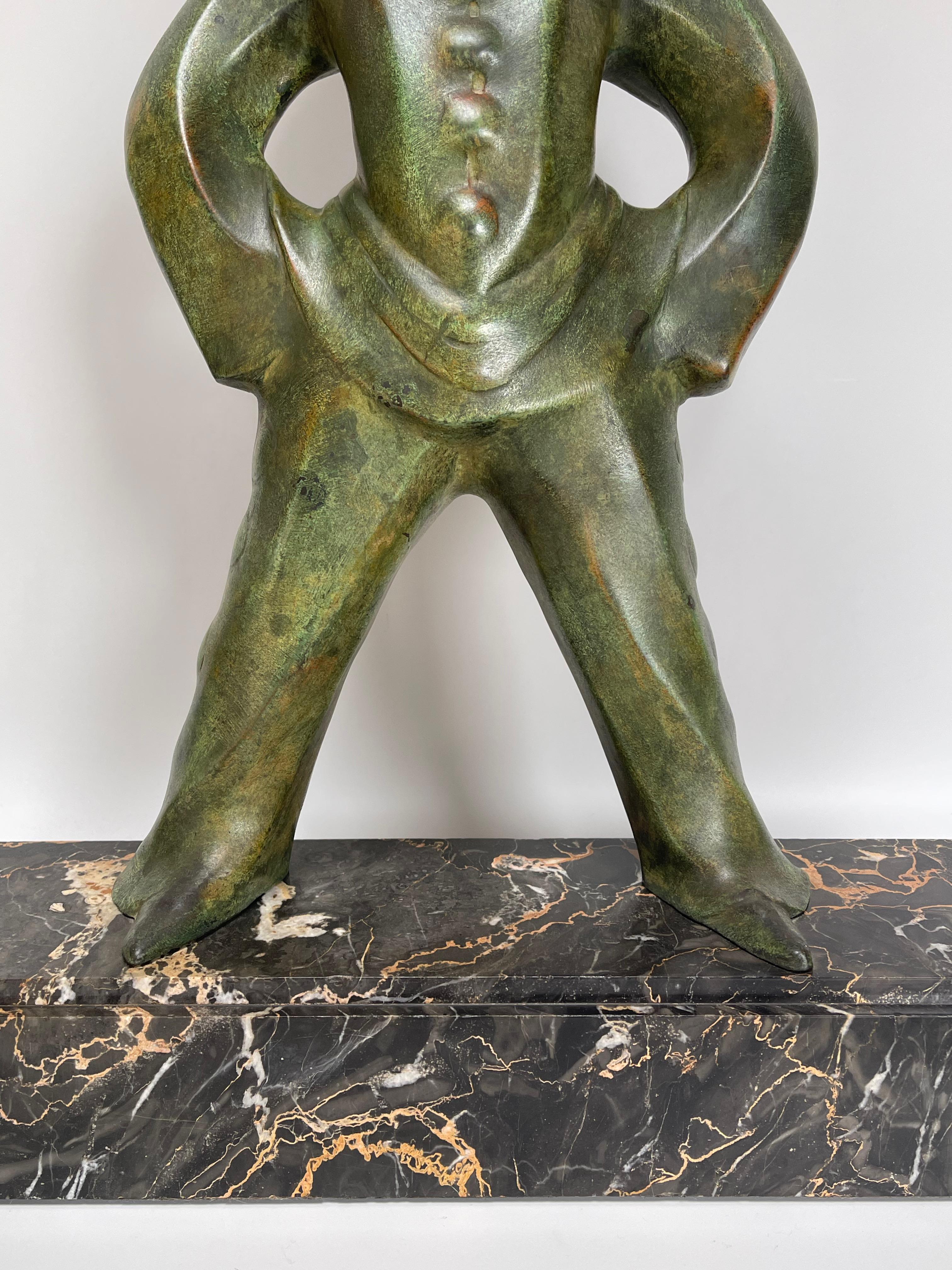 Allemand Roland Paris - Bronze Art Déco - Le Clown en vente