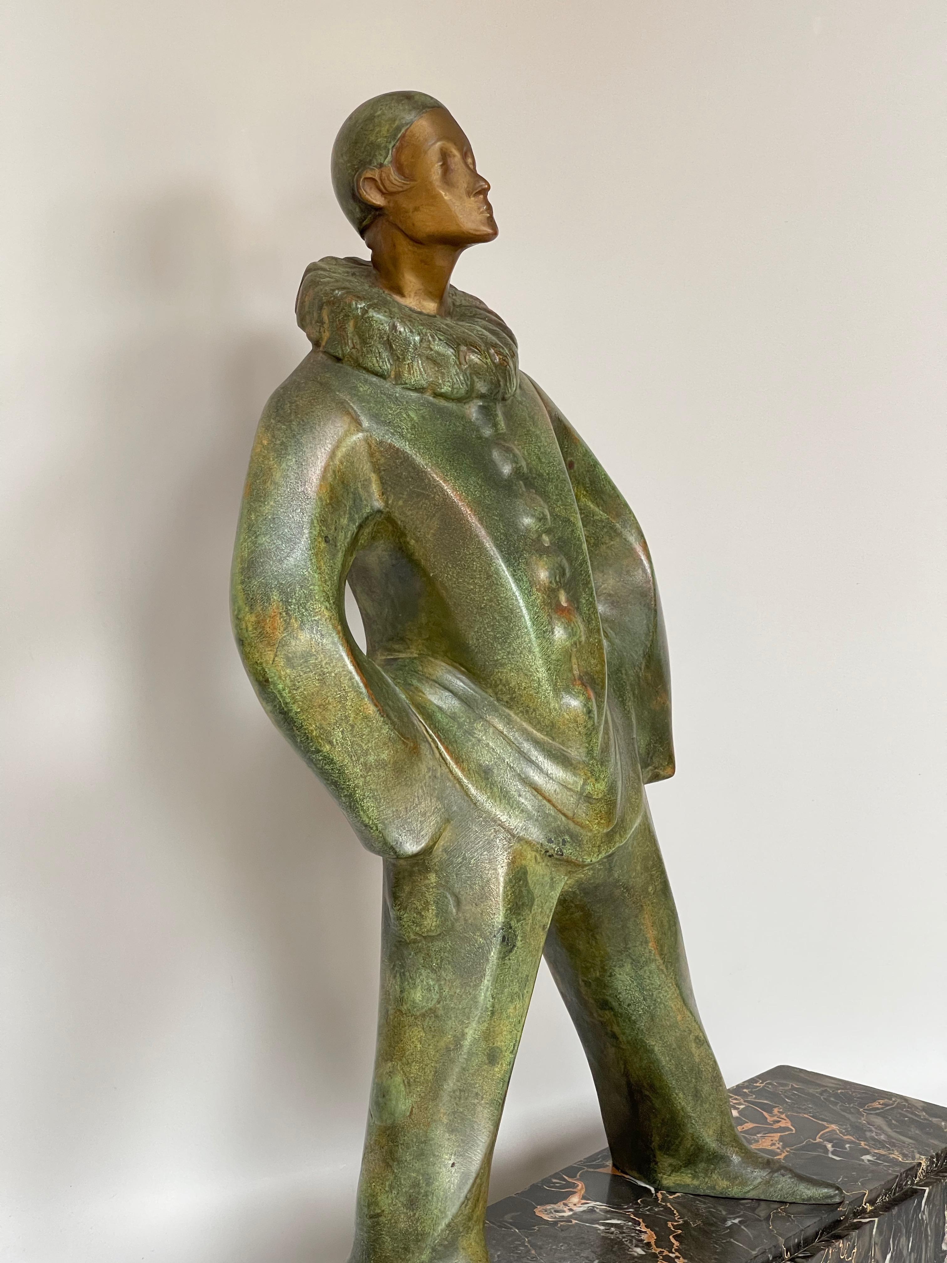 Roland Paris Bronzo Art Deco Il Clown in vendita 1