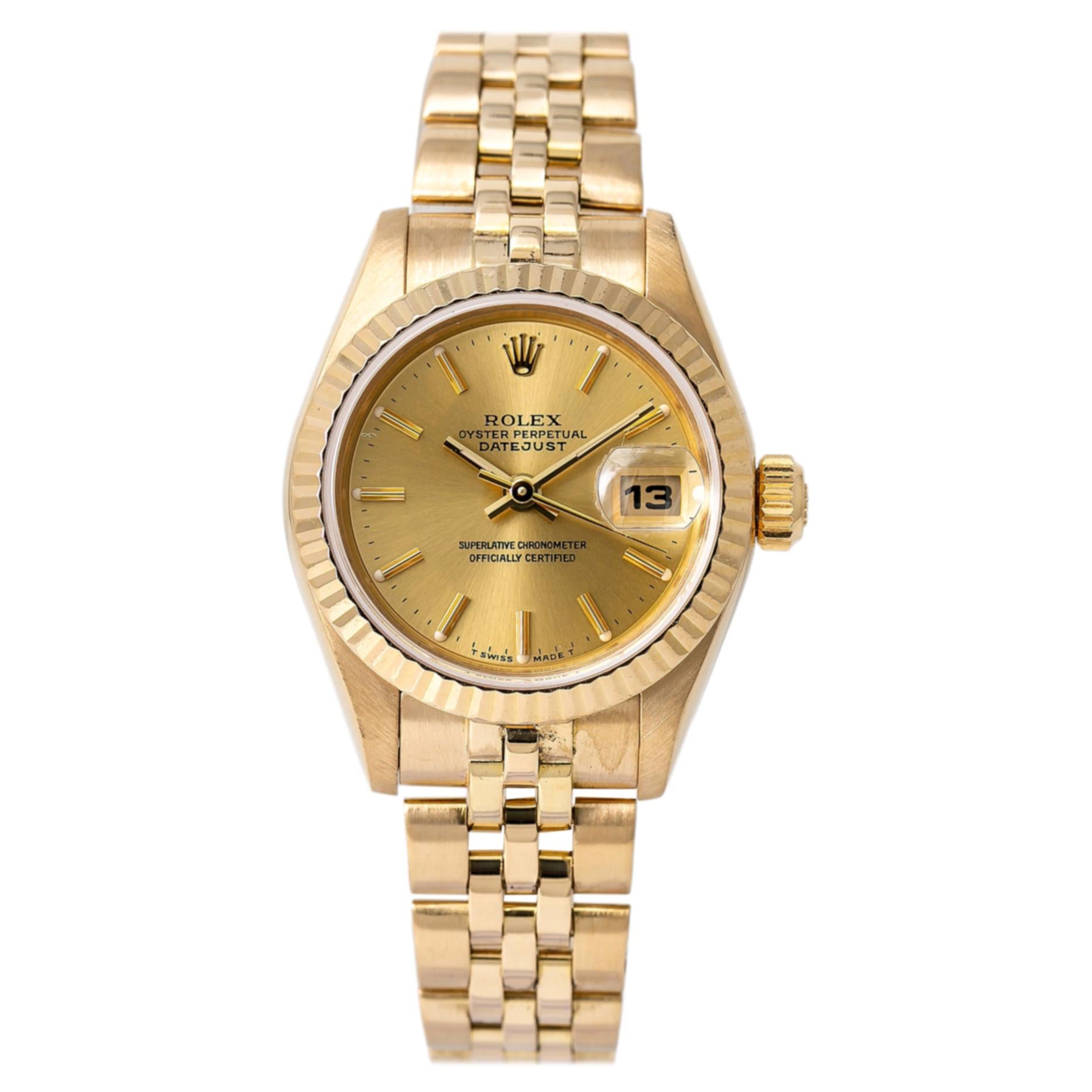 Roles Datejust 69178 Automatic Watch 18 Karat Yellow Gold Jubilee Champagne Dial