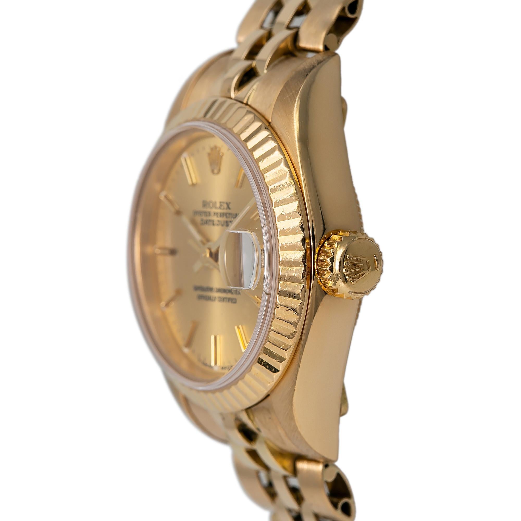 Modern Roles Datejust 69178 Automatic Watch 18 Karat Yellow Gold Jubilee Champagne Dial