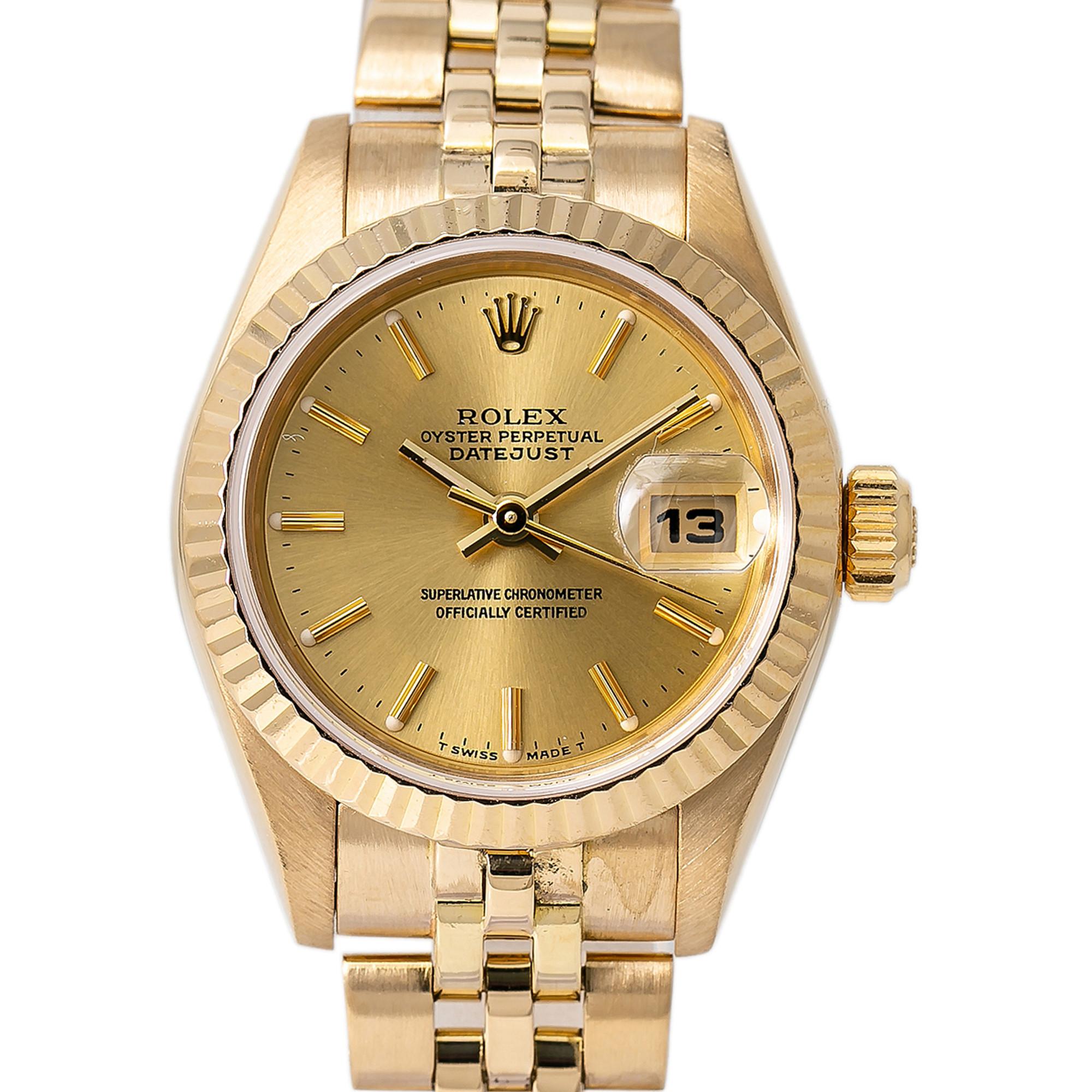 Women's Roles Datejust 69178 Automatic Watch 18 Karat Yellow Gold Jubilee Champagne Dial