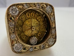 Rolette Diamond ring with moving ball VERY RARE 14KT yellow gold 28.11 grams