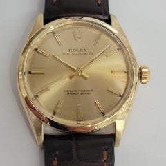 Rolex 1002 Oyster Perpetual 14k Gold Mens 1960s 34mm Vintage Automatic RA785B