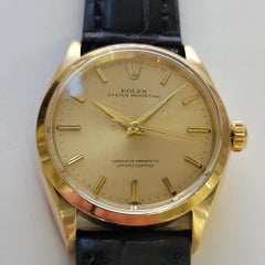 Rolex 1002 Oyster Perpetual 14k Gold Mens 1960s 34mm Vintage Automatic RA785B