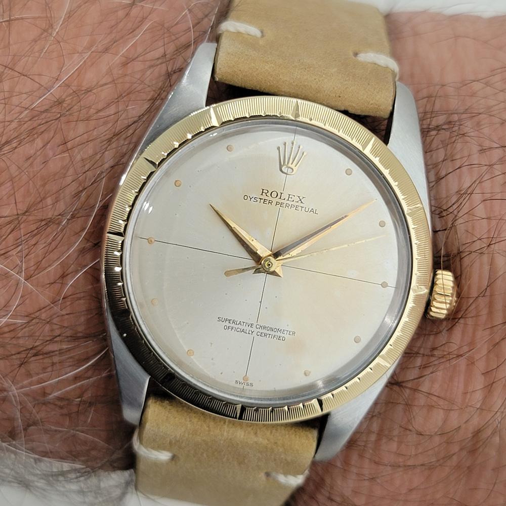 Rolex 1008 Oyster Perpetual 14k SS Zephyr 1960s Mens Vintage Automatic RA652B im Angebot 9