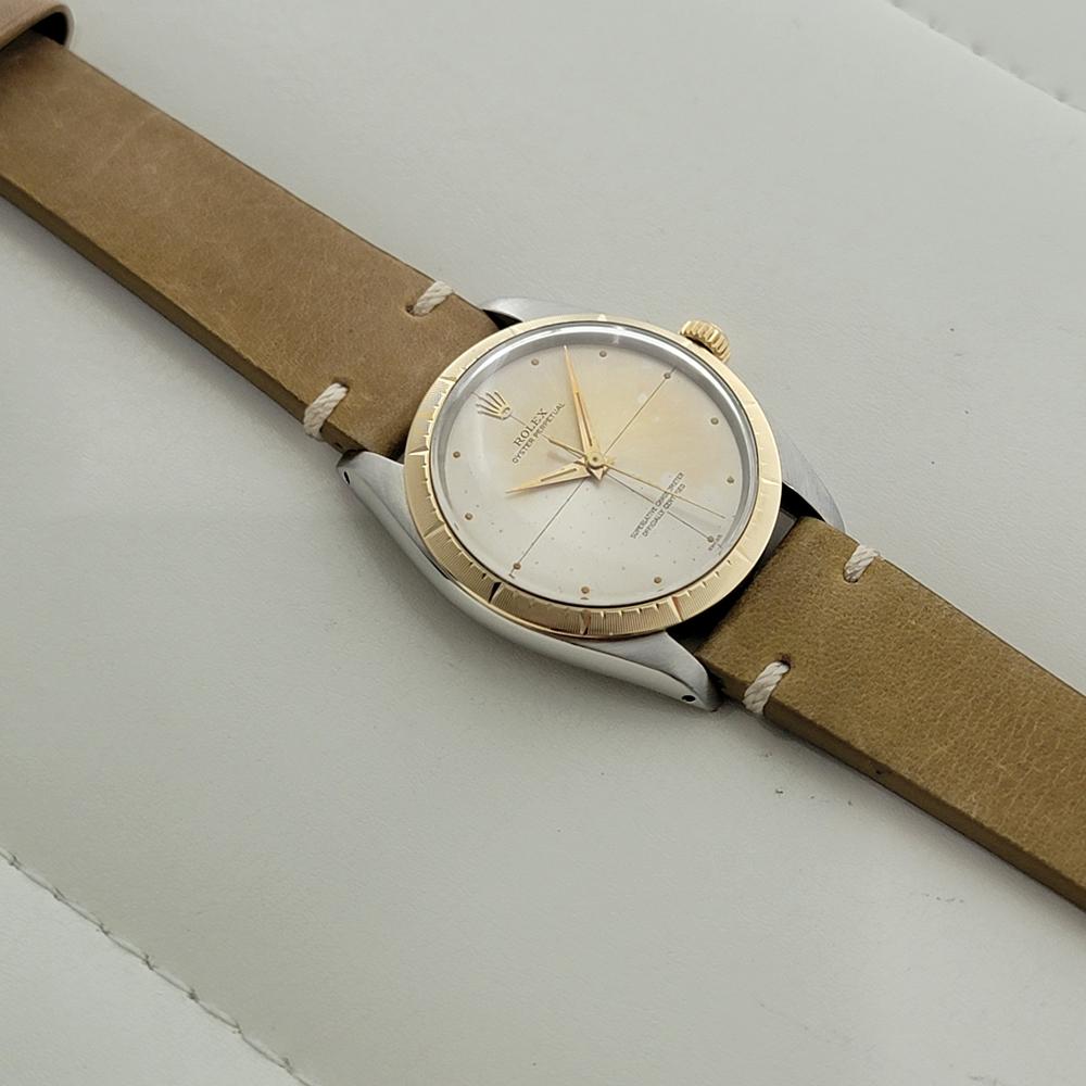 Rolex 1008 Oyster Perpetual 14k SS Zephyr 1960s Mens Vintage Automatic RA652B im Angebot 3