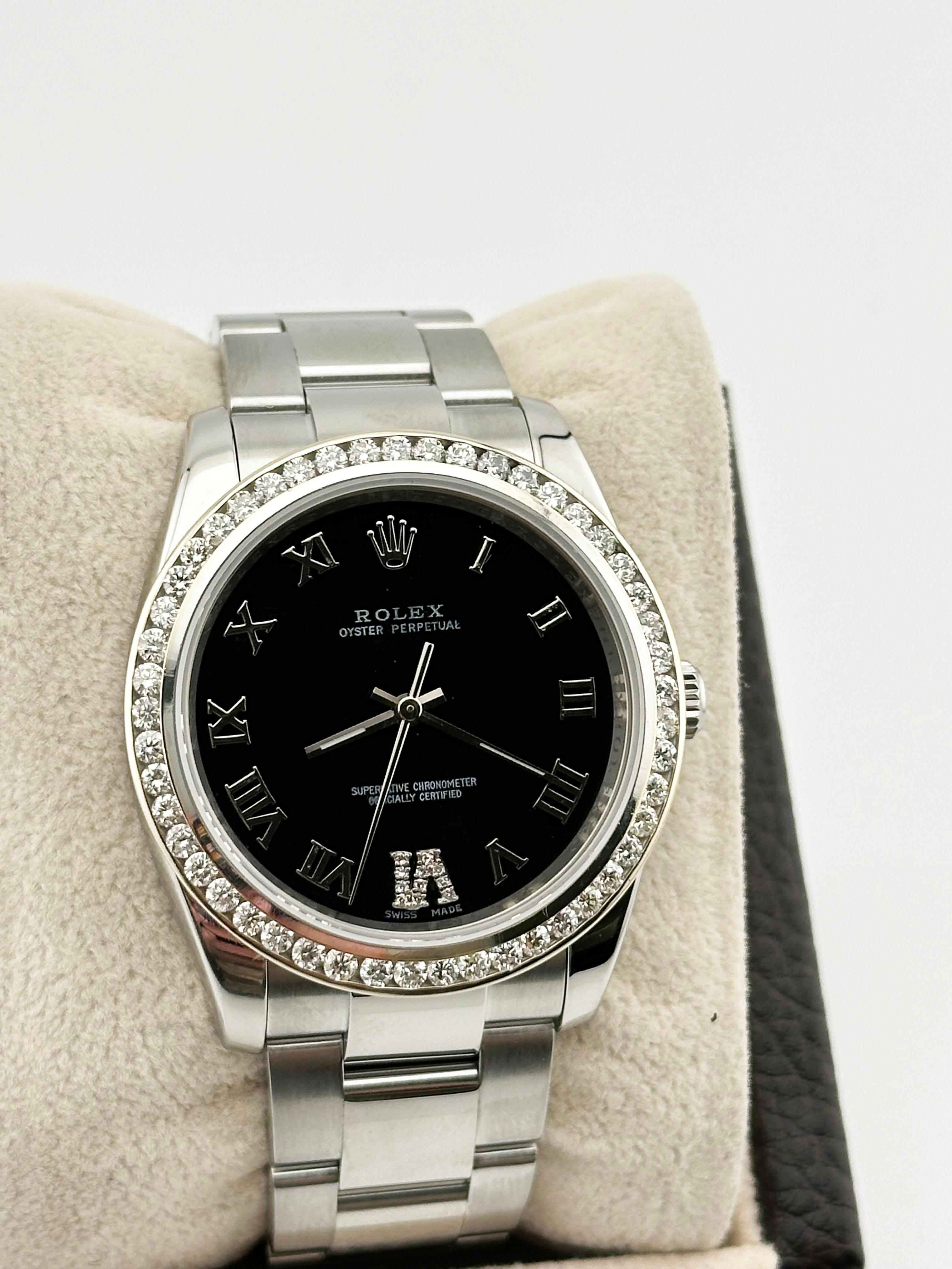 Style Number: 114200


Serial: 695Q4***


Year: 2009 - 2014


Case Material: Stainless Steel


Band: Stainless Steel

Bezel: Custom Diamond Bezel


Dial: Custom Black Dial with Diamond Roman Numeral


Face: Sapphire Crystal


Case Size:
