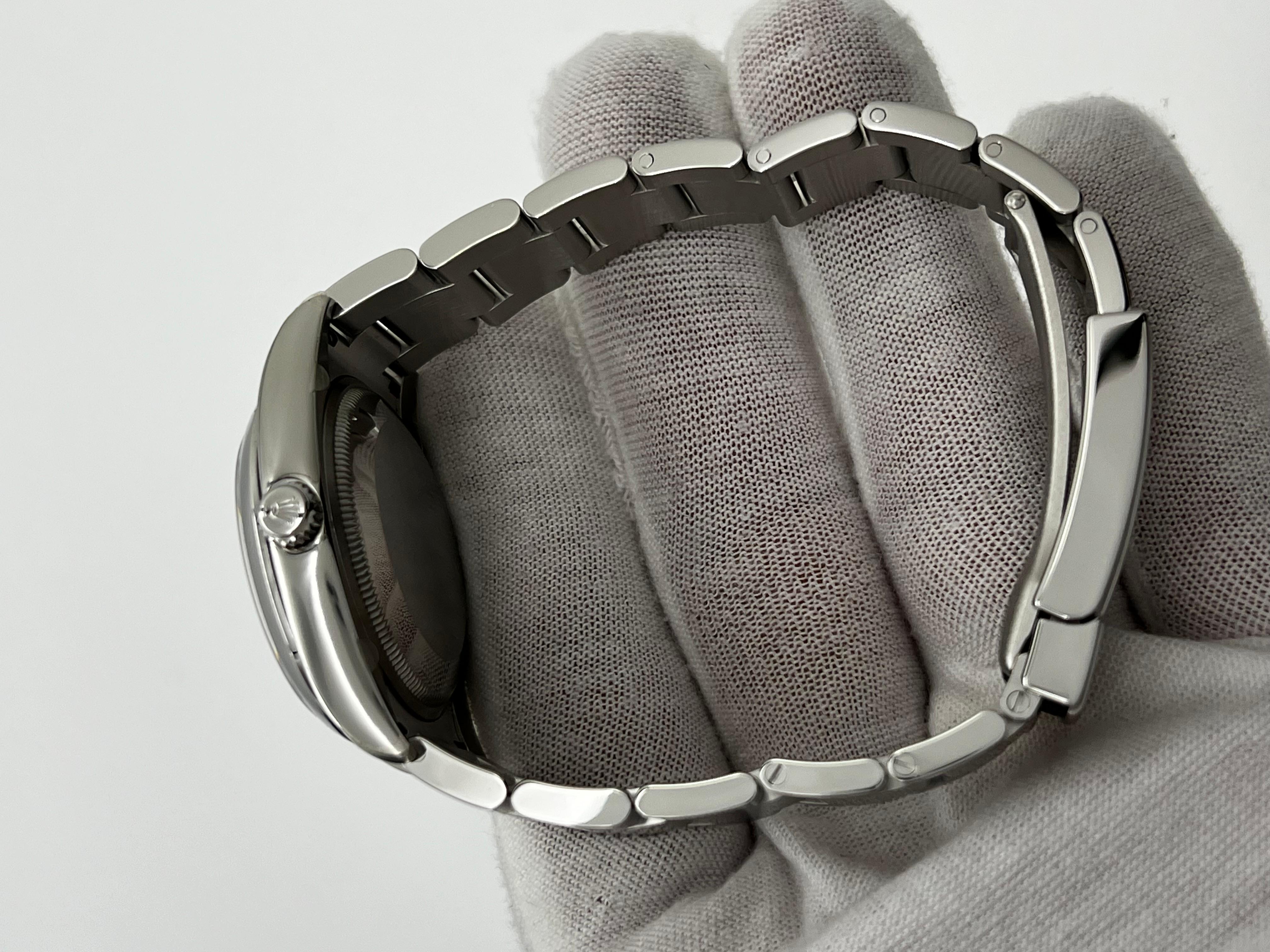 Rolex 114200 Air King Silver Arabo Marcatori Blu 34mm Acciaio Inox Scatola di Carta In condizioni ottime a San Diego, CA
