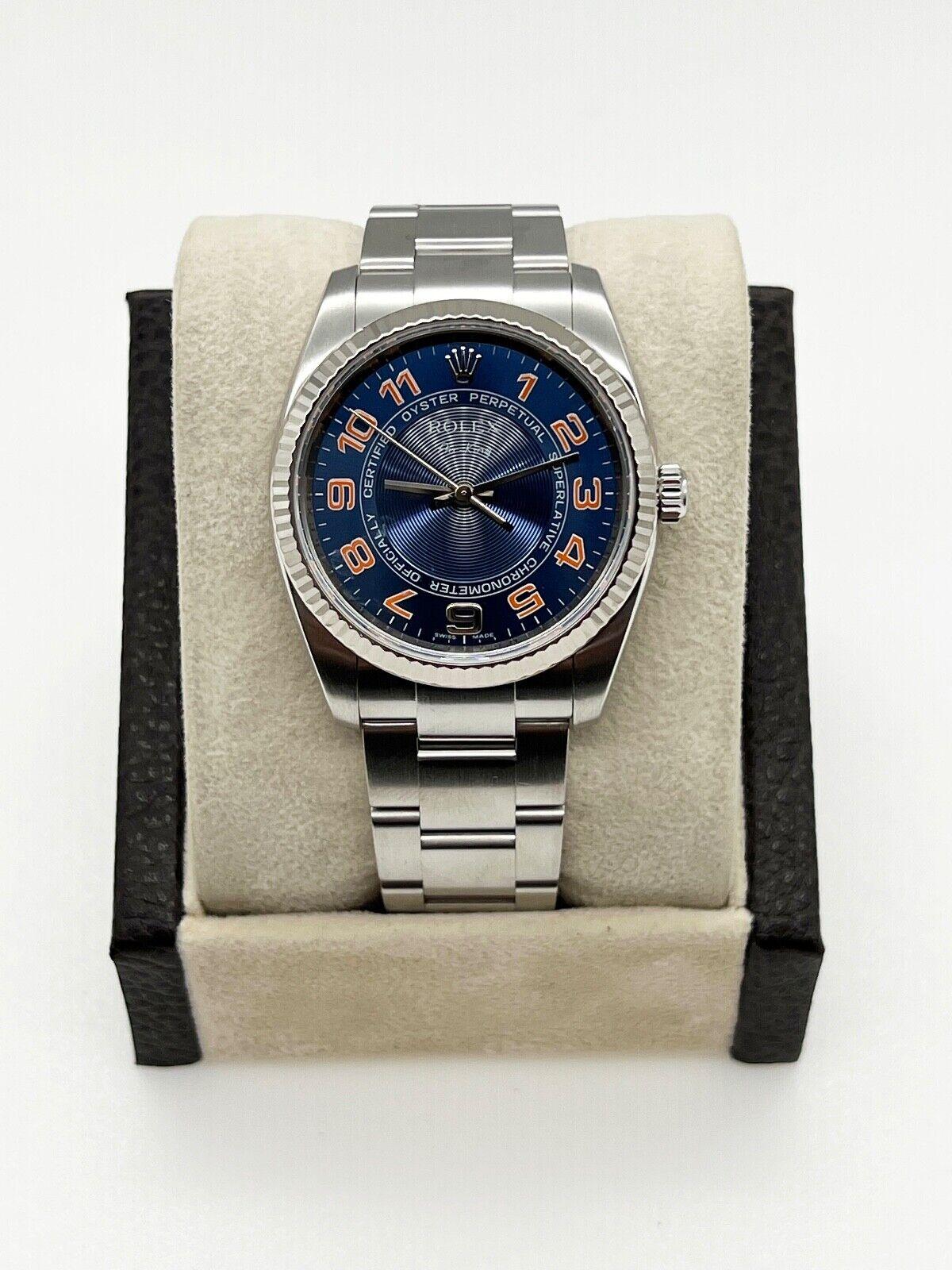 Rolex 114234 Air King Blue Concentric Dial Stainless Steel 2007 For Sale 3