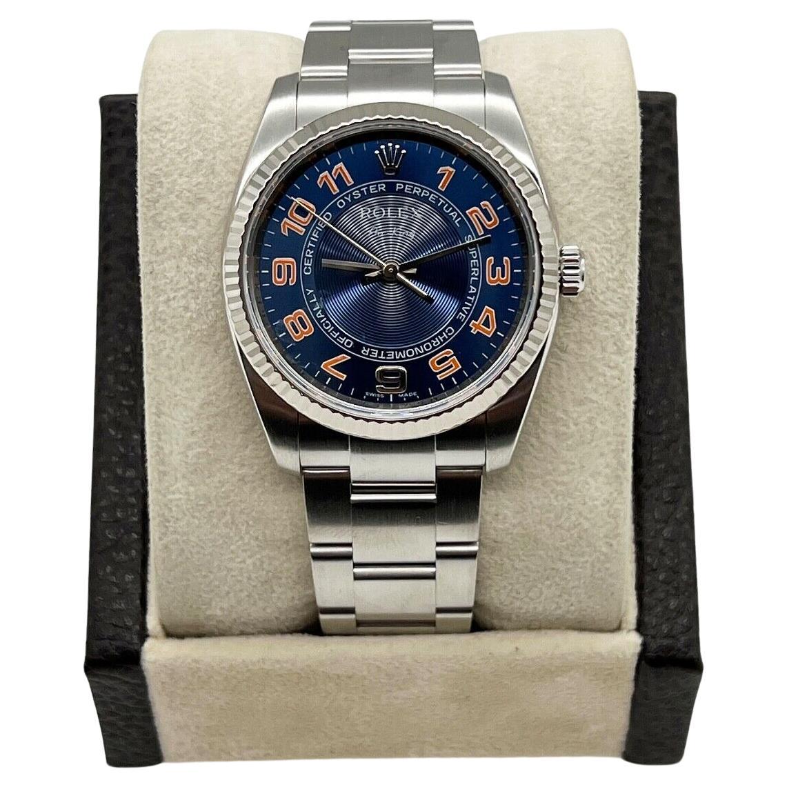 Rolex 114234 Air King Blue Concentric Dial Stainless Steel 2007 For Sale