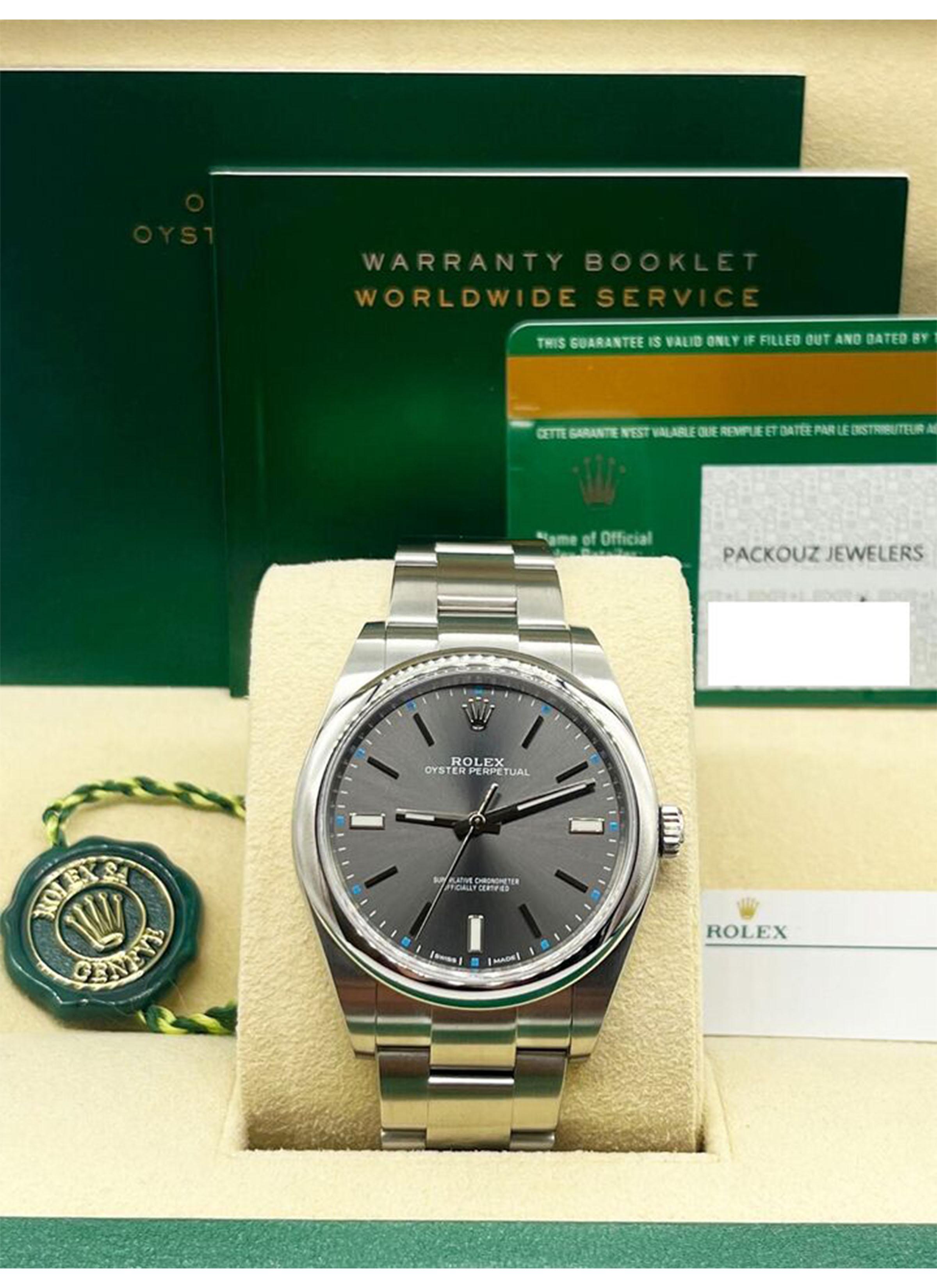 Rolex 114300 Oyster Perpetual Rhodium Dial 39mm Stainless Box Paper 2017 1