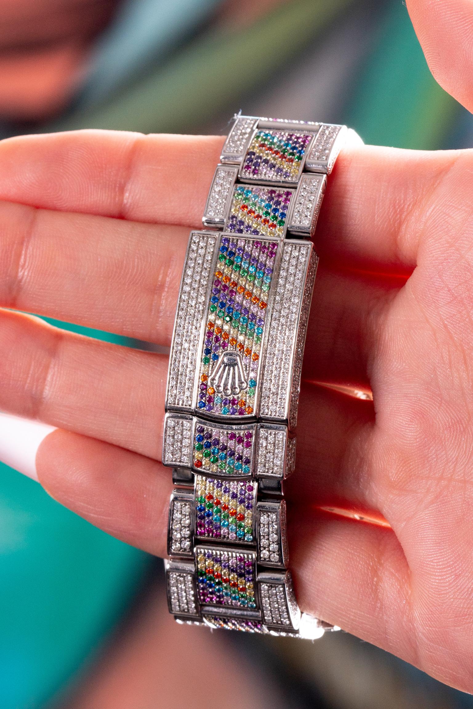 Rolex 114300 Oyster Perpetual Edelstahl Uhr „Rainbow“ mit Diamanten 5
