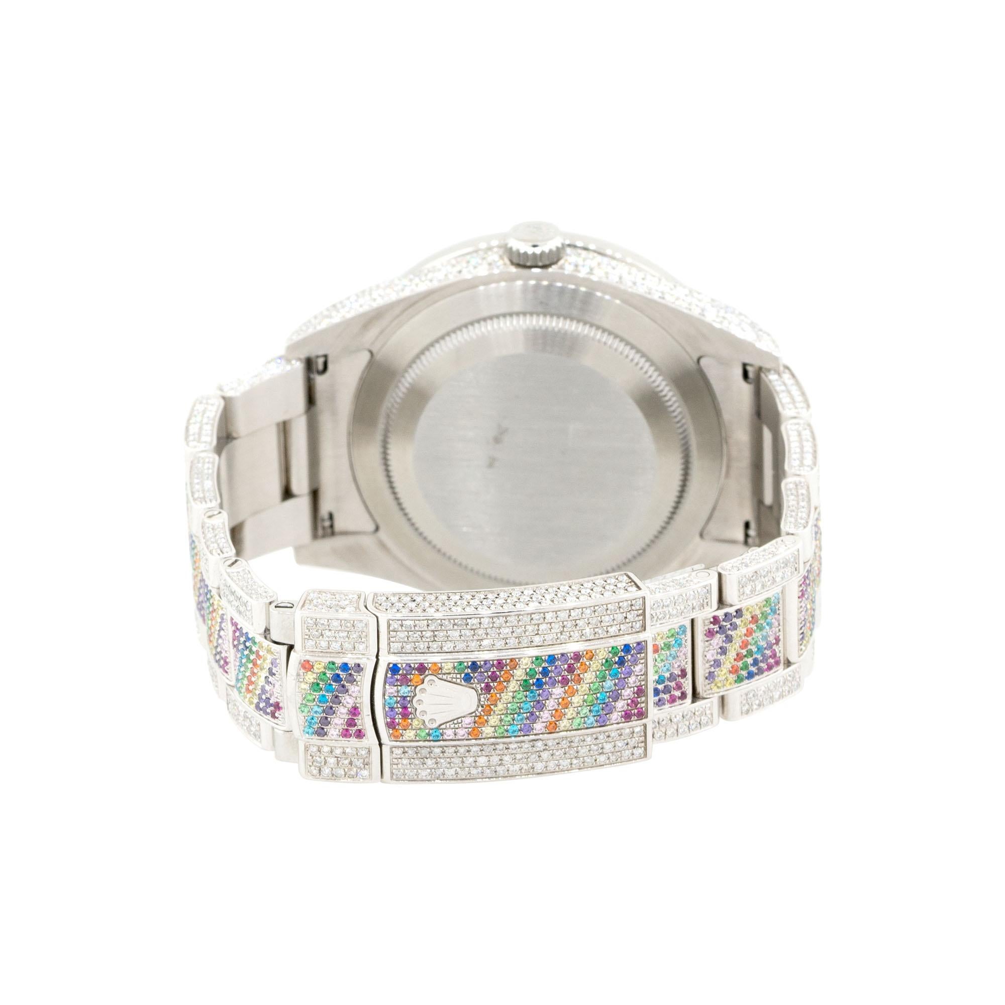 Rolex 114300 Oyster Perpetual Edelstahl Uhr „Rainbow“ mit Diamanten für Damen oder Herren