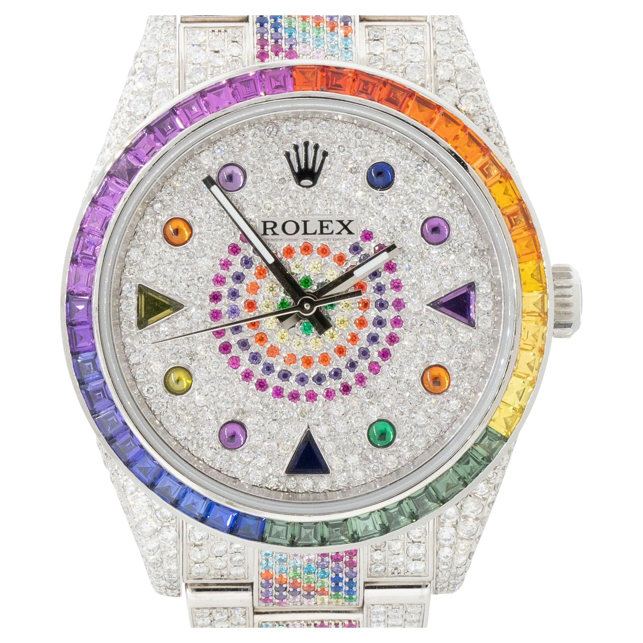 Rolex 114300 Oyster Perpetual Stainless Steel All Diamond "Rainbow" Watch
