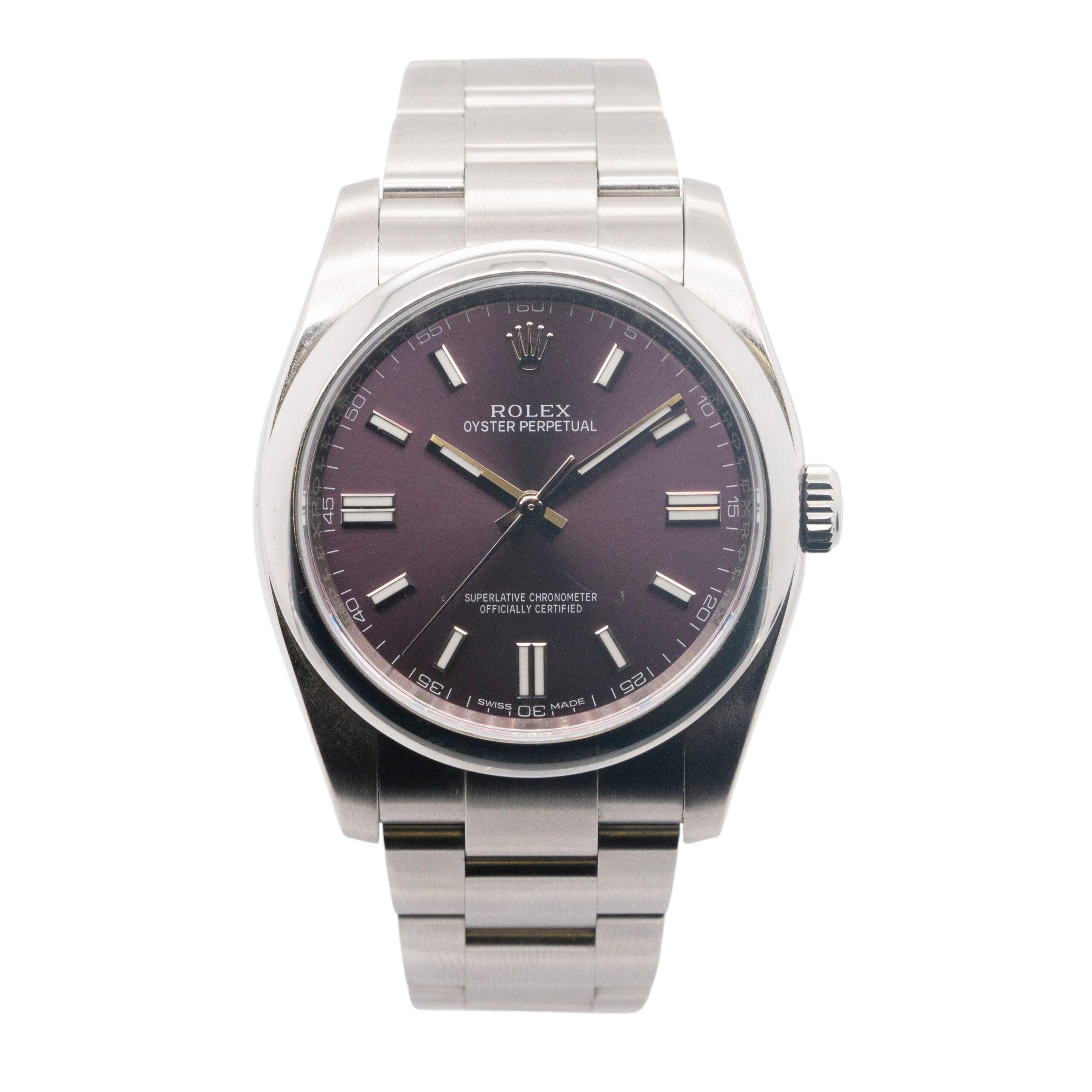 Rolex 11600 Oyster Perpetual 36mm Cadran raisin en vente 2
