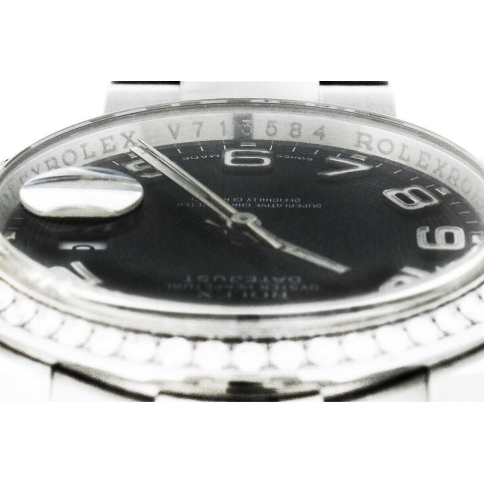 Rolex 116200 Datejust Black Dial Diamond Bezel Stainless Steel Watch 4