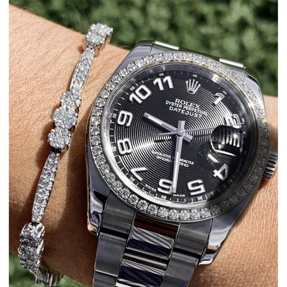 Rolex 116200 Datejust Black Dial Diamond Bezel Stainless Steel Watch 5