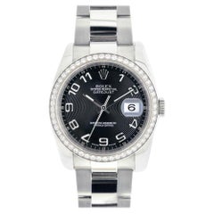 Rolex 116200 Datejust Black Dial Diamond Bezel Stainless Steel Watch