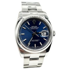 Rolex 116200 Datejust Blue Dial Stainless Steel Box Paper 2007