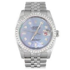 Rolex 116200 Datejust Blue Diamond Dial and Bezel Watch
