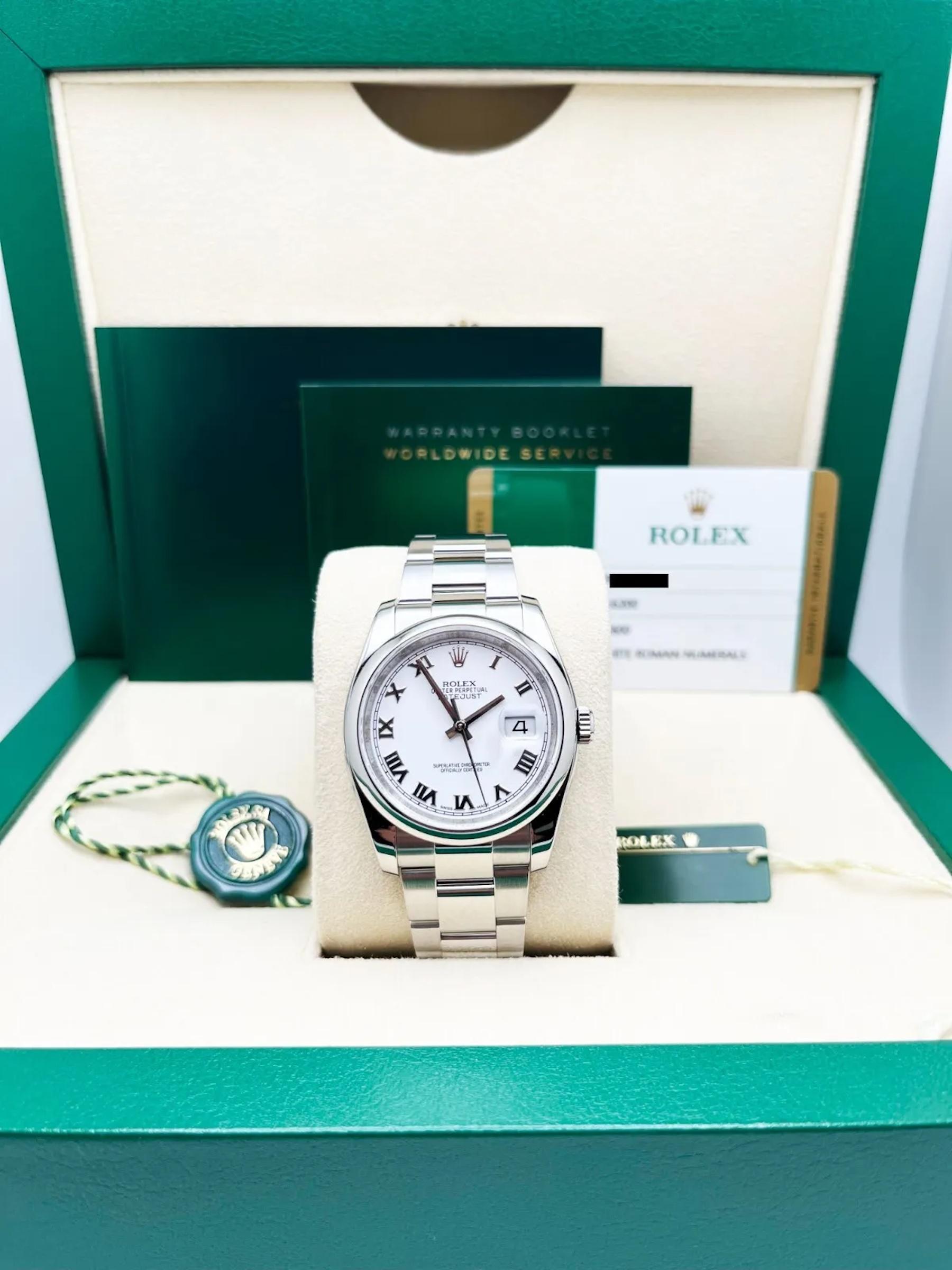 Rolex 116200 Datejust Weißes römisches Zifferblatt Edelstahl Box Papiere 2017 im Zustand „Hervorragend“ in San Diego, CA