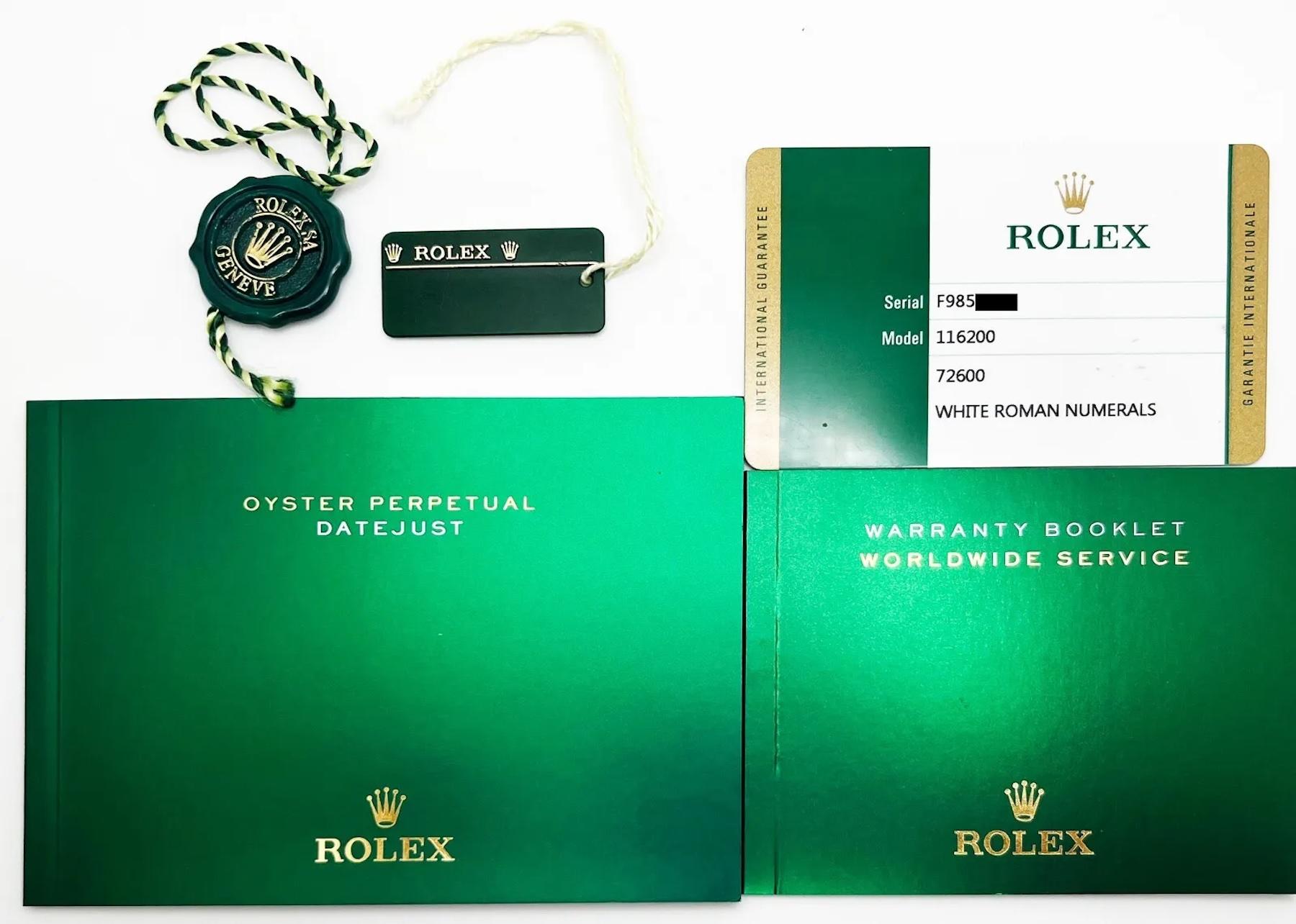 Rolex 116200 Datejust Weißes römisches Zifferblatt Edelstahl Box Papiere 2017 2