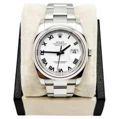 Rolex 116200 Datejust Weißes römisches Zifferblatt Edelstahl Box Papiere 2017