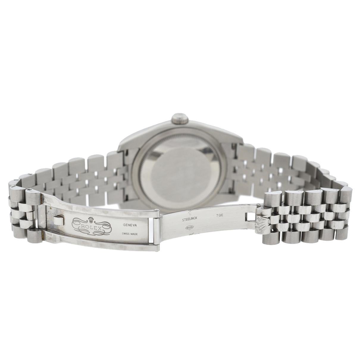 Montre Rolex 1162234 Datejust en acier inoxydable, cadran argenté à diamants 6