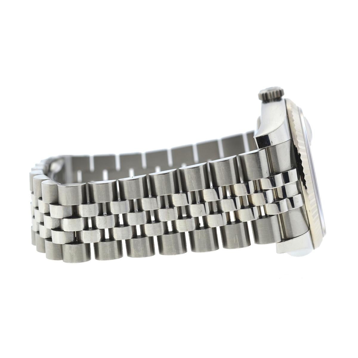 Montre Rolex 1162234 Datejust en acier inoxydable, cadran argenté à diamants 1
