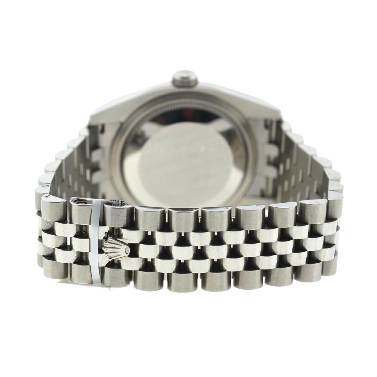 Montre Rolex 1162234 Datejust en acier inoxydable, cadran argenté à diamants 2