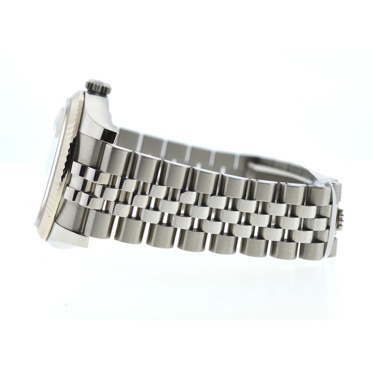 Montre Rolex 1162234 Datejust en acier inoxydable, cadran argenté à diamants 3