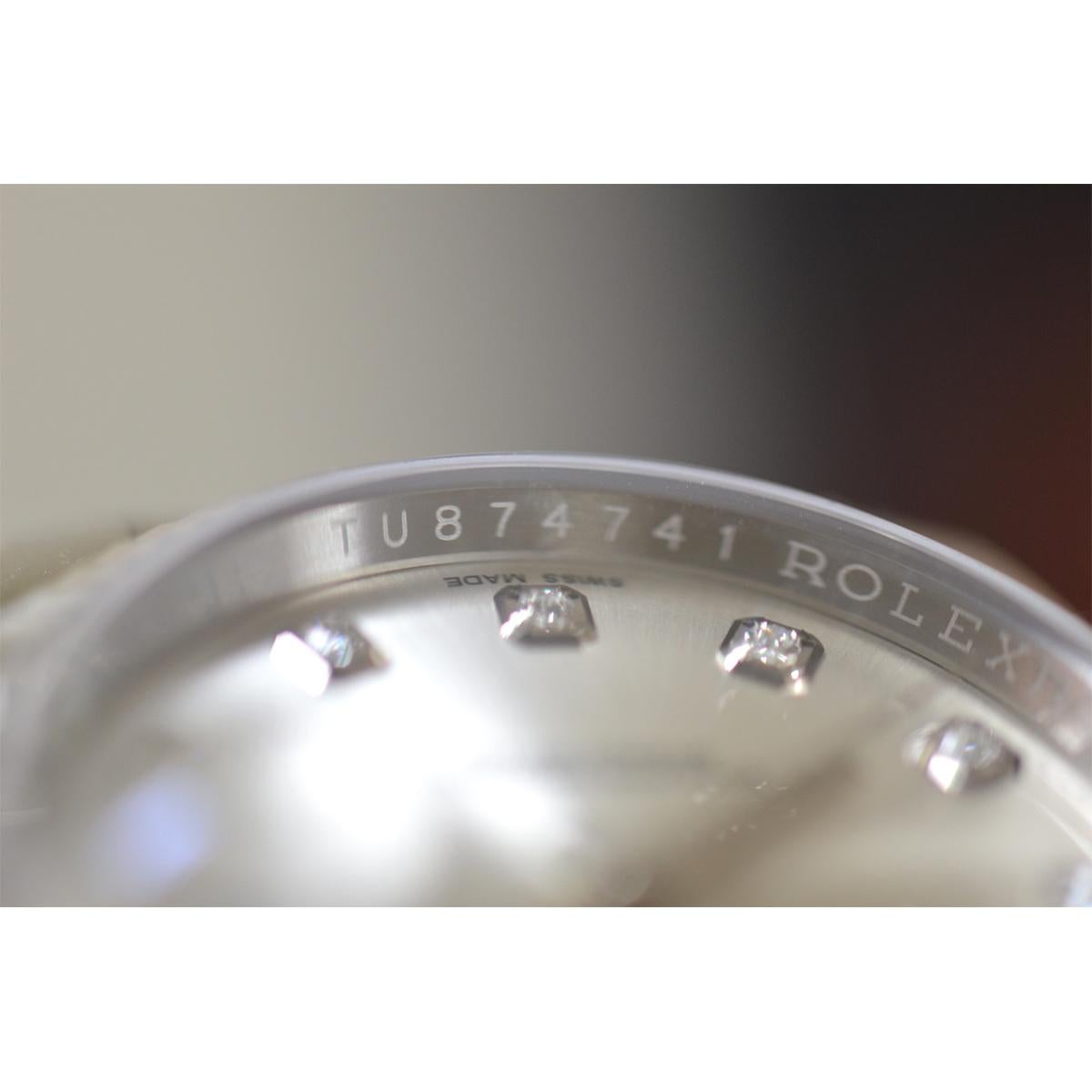 Montre Rolex 1162234 Datejust en acier inoxydable, cadran argenté à diamants 5