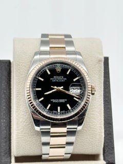 Rolex 116231 Datejust 36mm Black Dial 18K Rose Gold Stainless Steel