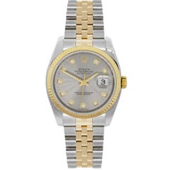 Rolex 116233 Datejust Silver Diamond Dial Watch