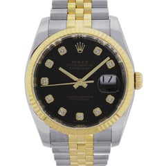 Rolex Yellow Gold Stainless steel Diamond Dial Datejust Automatic Wristwatch  