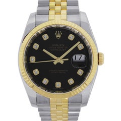 Rolex Yellow Gold Stainless steel Diamond Dial Datejust Automatic Wristwatch