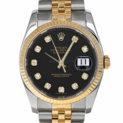 Rolex 116233 M Datejust Black Diamond Dial Steel and 18 Karat Yellow Gold Watch