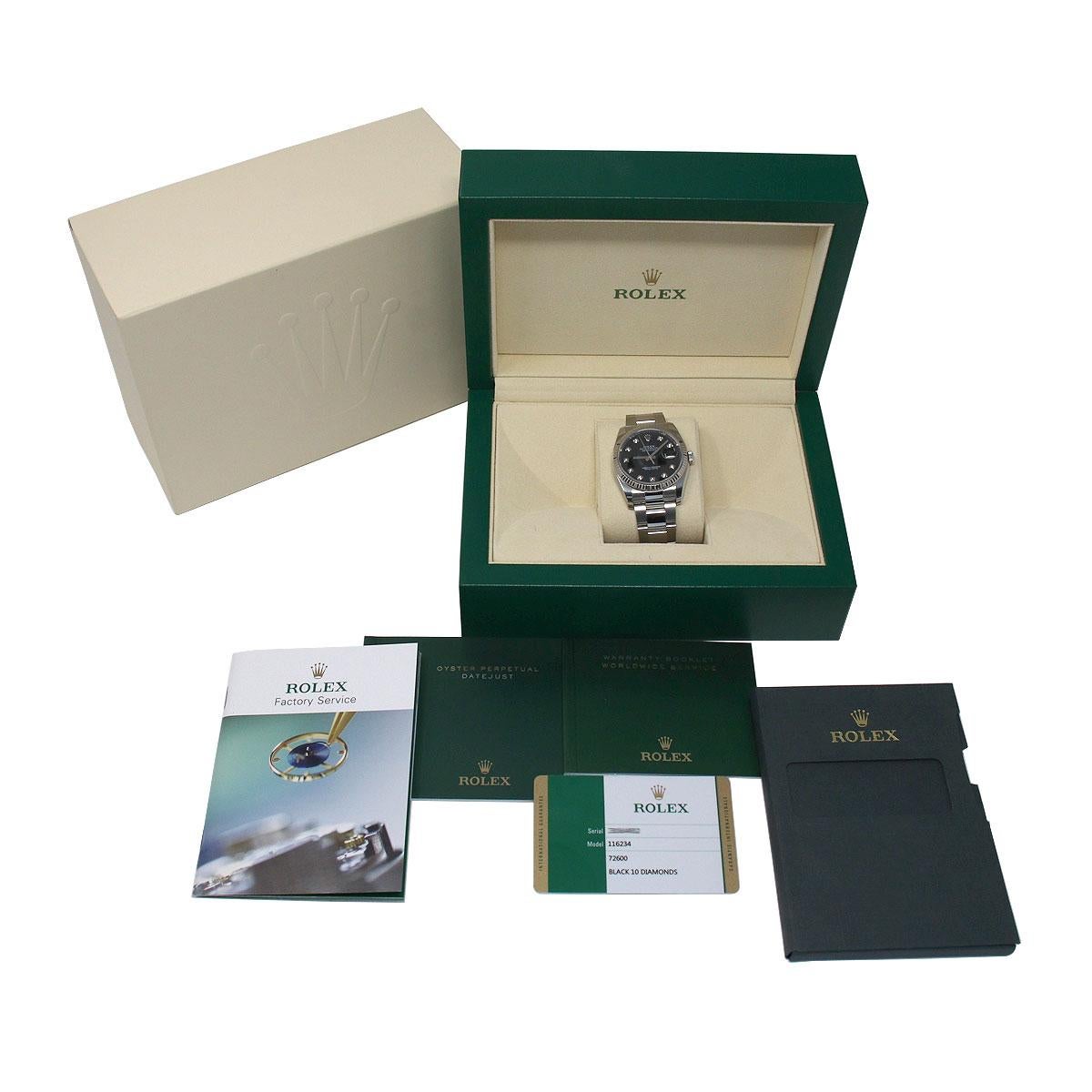 Rolex 116234 Datejust Black Diamond Dial Watch 1
