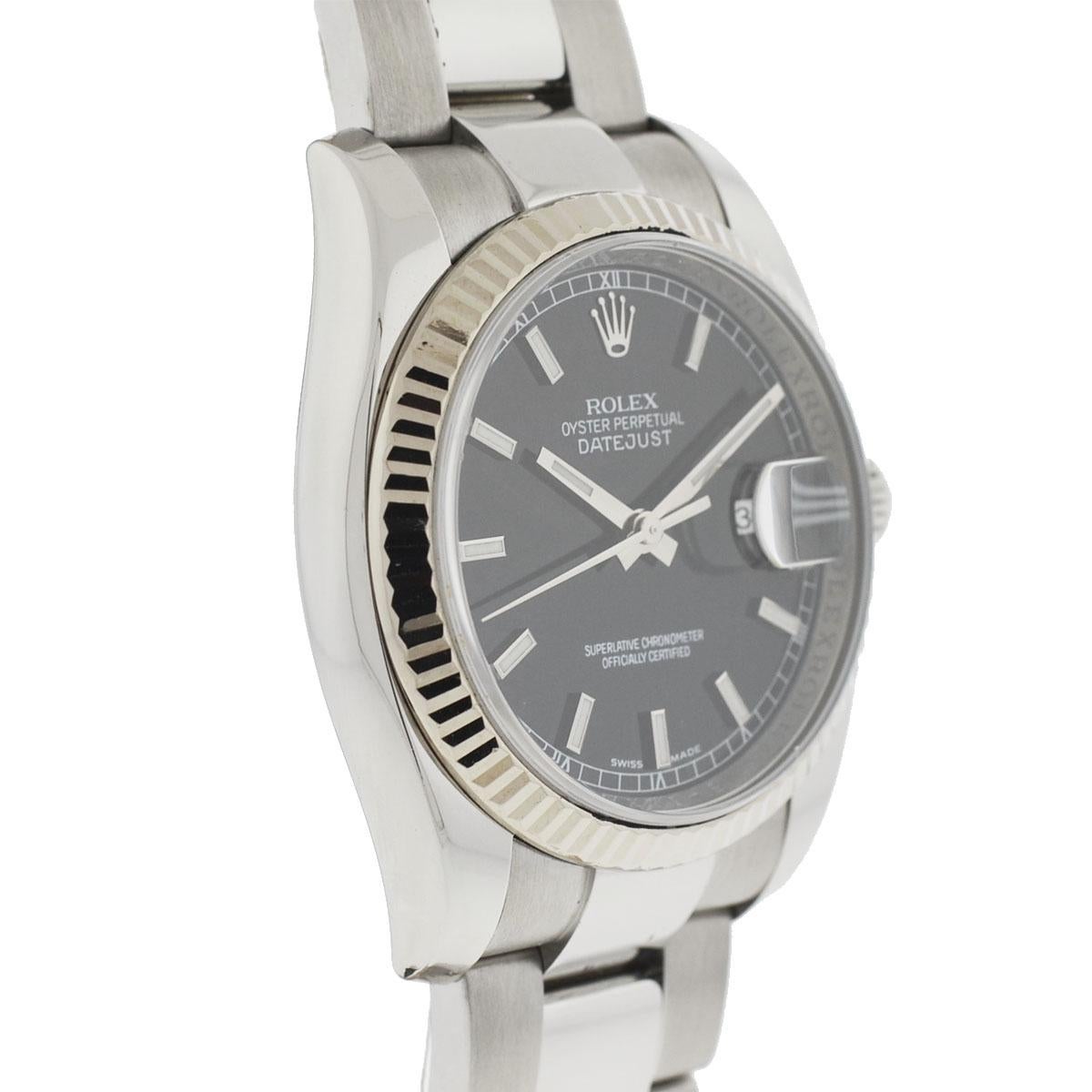 Rolex 116234 Datejust Stainless Steel Black Dial Automatic Watch In Excellent Condition In Boca Raton, FL