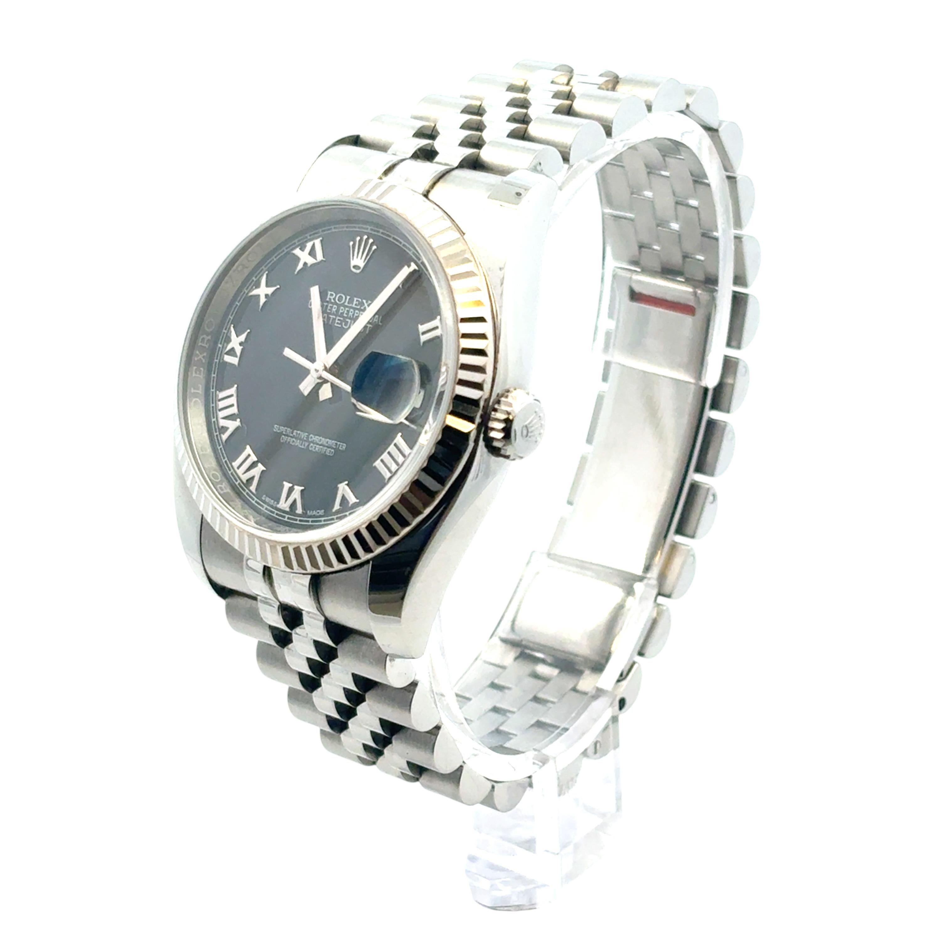Rolex 116234 Datejust Stainless Steel and 18k White Gold Bezel 36mm Watch For Sale 5
