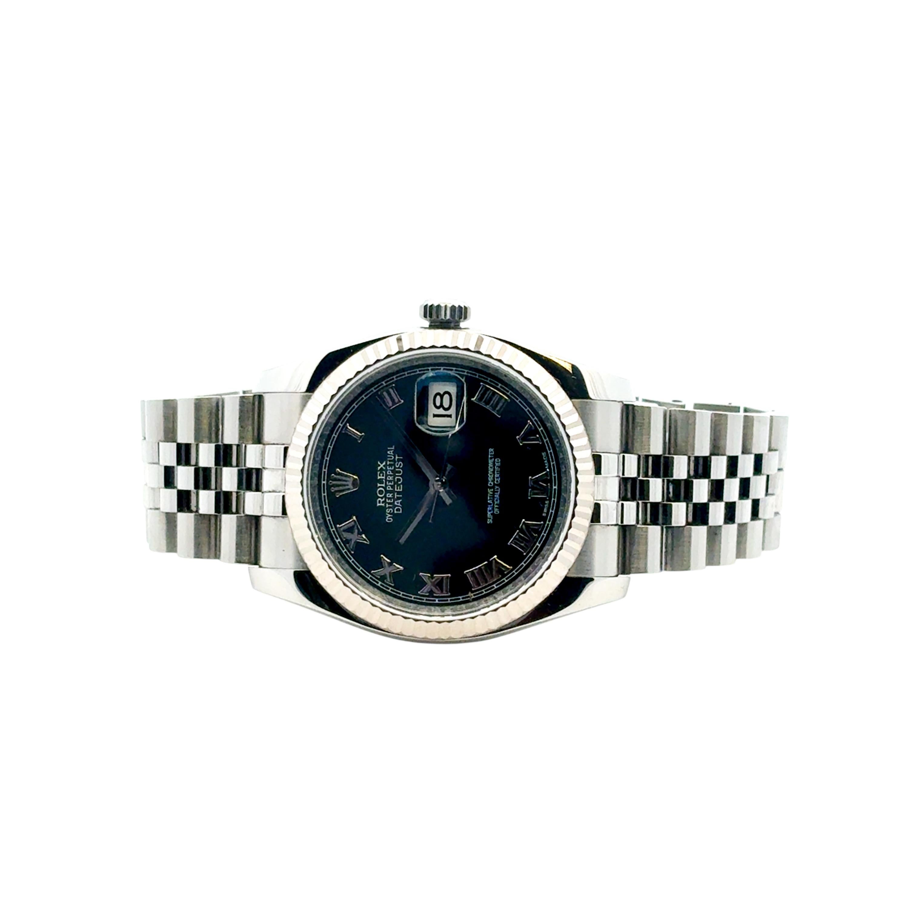 Rolex 116234 Datejust Stainless Steel and 18k White Gold Bezel 36mm Watch For Sale 6
