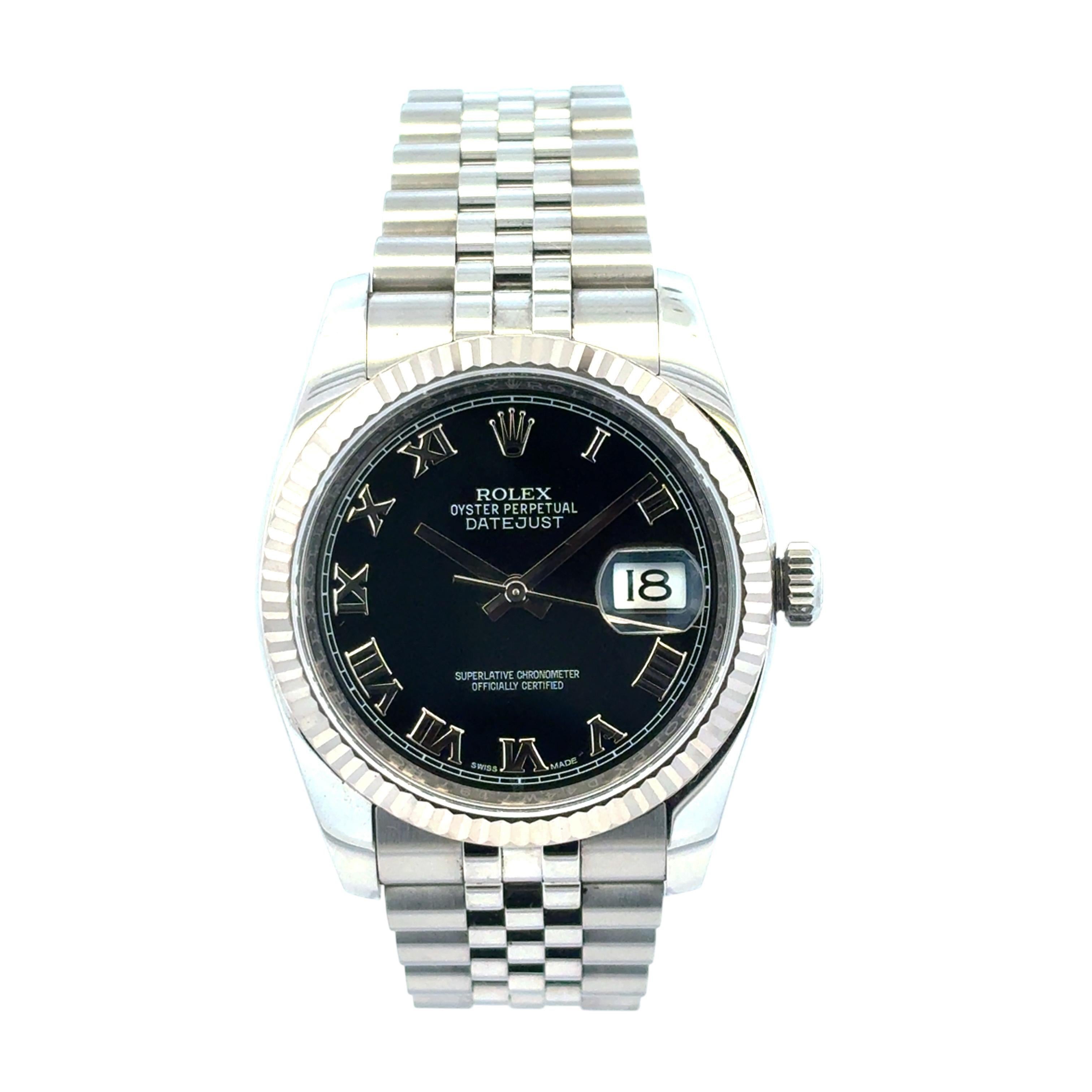 Rolex 116234 Datejust Stainless Steel and 18k White Gold Bezel Factory Black Dial 36mm Watch

This stunning Rolex 116234 Datejust Watch is in excellent condition and is ready to ship!

Brand: Rolex
MPN: 116234
Model: Datejust
Serial: D Serial (2005