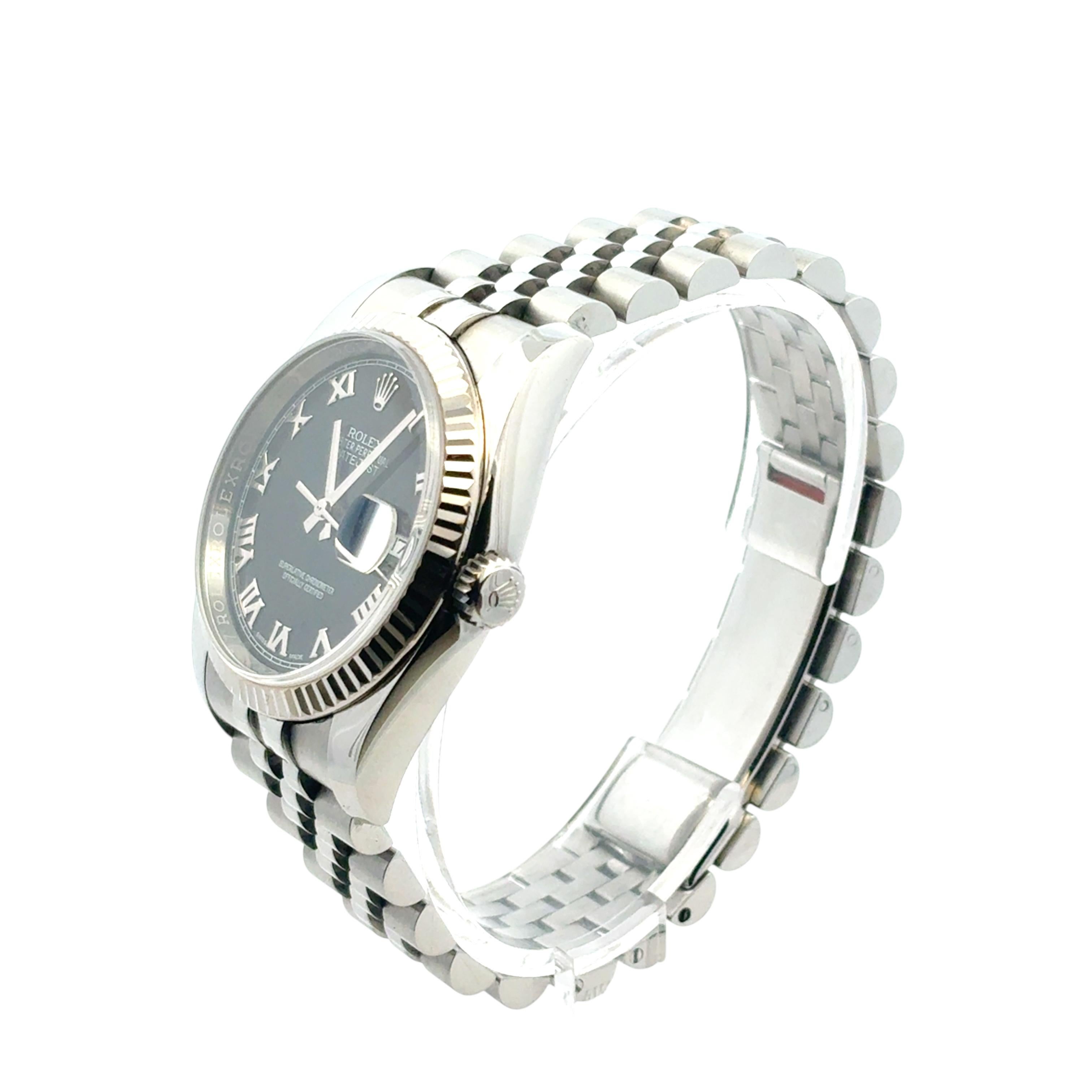 Rolex 116234 Datejust Stainless Steel and 18k White Gold Bezel 36mm Watch For Sale 4